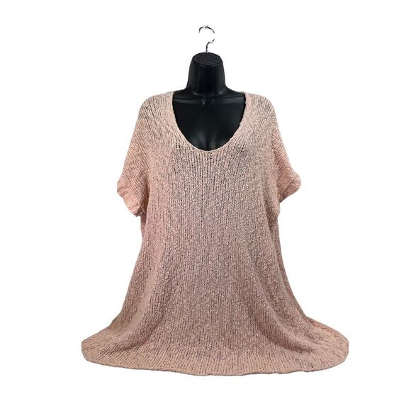 Free People Womens Sz M Pale Peach‎ Nude Popcorn Knit Oversized LS Sweater - Picture 1 of 7